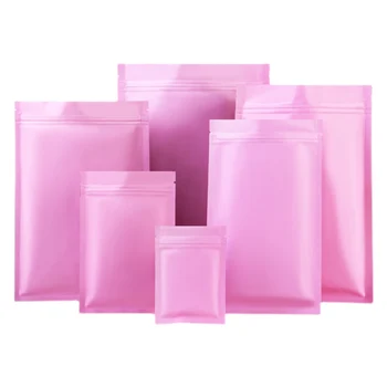 100шт Матовая Розовая Майларовая Фольга Zip Lock Grip Seal Bag Многоразовая Повторно Закрываемая Насечка На Разрыв Пищевое Печенье Молотый Кофе Пакеты Для Чая