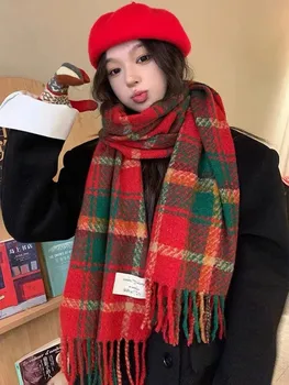 2023 новый рождественский шарф, женский зимний теплый нагрудник с бахромой, модный высококачественный шарф