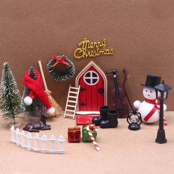 2024 Новогодние креативные деревянные мини-рождественские украшения своими руками, Миниатюрный реквизит для сцены, Миниатюрный набор аксессуаров для кукольного домика, подарок