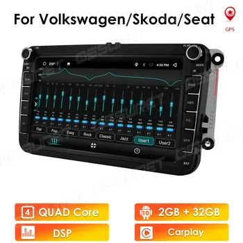 2G 32G Android Автомобильный GPS Мультимедийный Автомагнитола для VW Polo Golf Passat B6 Skoda Seat Octavia Tiguan Авторадио Видео Стерео Плеер