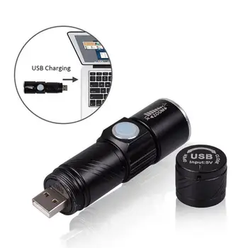 3 Режима Масштабирования И Фокусировки Новый USB Светодиодный Фонарик Перезаряжаемый Фонарь Lanterna XPE LED USB Лампа Удобные Вспышки