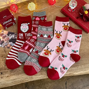 5 пар новых носков Witner, женские носки, толстые теплые носки, ретро-мультяшные милые кавайные высококачественные Рождественские подарочные красочные носки