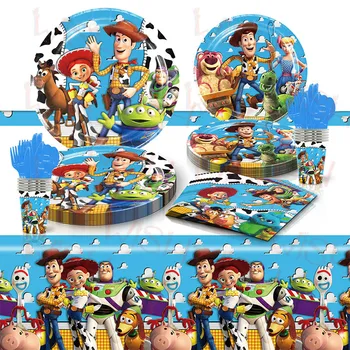 Disney New Toy Story Kid Birthday Party Украшение Одноразовой Посуды Чашка Тарелка Базз Лайтер Тема Пользу Воздушный Шар Мальчик Подарок