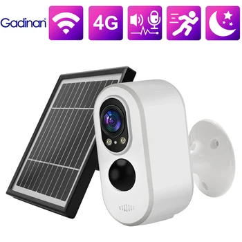 Gadinan Security Home WIFI/4G Камеры Наблюдения на Солнечной Энергии, Двухстороннее Аудио, Цветное Ночное видение + ИК-Миниатюрная Камера Видеонаблюдения