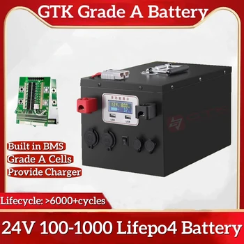 GTK Lifepo4 24V 100Ah Аккумулятор 200Ah 300Ah 400Ah 500Ah 600Ah 800Ah 1000Ah Литий Железо Фосфат для Солнечной Системы RV мощностью 2 кВт на открытом воздухе