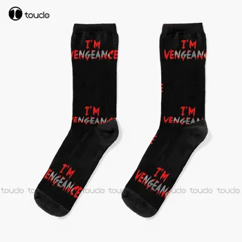 I Am Vengeance ? 0? 1 Дизайнерские носки с линией крови летучей мыши, мужские носки на Хэллоуин, Персонализированный размер носков Унисекс для взрослых, подростков и молодежи