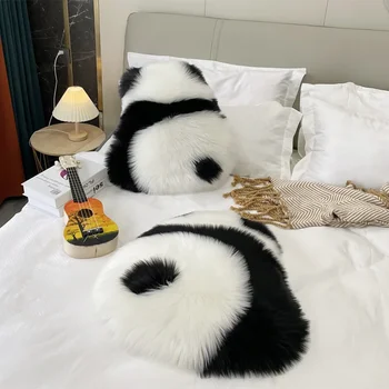 INS Wind Panda, подушка из искусственной шерсти, Милая подушка, Плюшевое украшение для окна В форме гостиной, Черно-серая подушка
