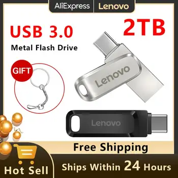 Lenovo Mini 2 ТБ Usb 3,0 Флеш-Накопитель 128 ГБ USB Флэш-Накопители 1 ТБ Металлический Флешка TYPE-C OTG Высокоскоростной Водонепроницаемый USB-накопитель Для ПК