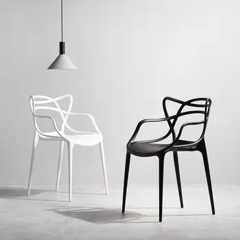 Nordic Instagram Outdoors Art Стулья со спинками Пластиковый обеденный стол Стул для взрослых Современные Простые домашние стулья для творчества на открытом воздухе