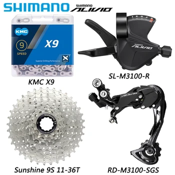 SHIMANO AVILIO M3100 Groupset 1X9 Скоростных Задних Переключателей для MTB Велосипеда Shifter KMC X9 Цепь SUNSHINE Кассета Запчасти Для Велосипедов