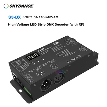 Skydance RGB LED Strip light Высоковольтный DMX декодер переменного тока 110V-220V 3CH * 1.5A 4 PWM DMX контроллер сигнала 2.4G RF пульт дистанционного управления.