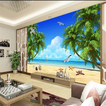wellyu papel de parede 3d фотообои на заказ HD пляж кокос Эгейский пейзаж ТВ обои для гостиной домашний декор