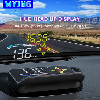 WYING OBD2 GPS HUD Цифровой спидометр Температура воды Проектор лобового стекла Аксессуары для автоэлектроники Головной дисплей для всех автомобилей