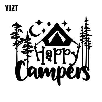 YJZT 15,3 * 13 см Автомобильные наклейки Happy Campers На окна кузова Декоративные Водонепроницаемые Виниловые наклейки