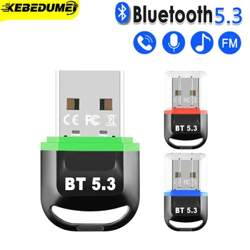 Автомобильный адаптер Bluetooth 5.3, передатчик, беспроводной аудиоприемник, USB-ключ, громкая связь для автоматического громкоговорителя, мыши, клавиатуры, ноутбука
