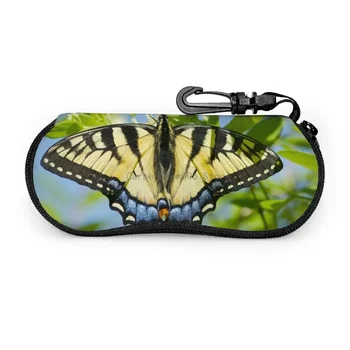 Бабочка с живыми гусеницами, солнцезащитные очки, мягкий чехол для женщин и мужчин, большой чехол для очков на молнии с крючком