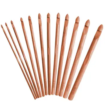Бамбуковые крючки для вязания крючком из натурального дерева ручной работы, 1 шт., деревянные Спицы для вязания крючком для украшений, Поделок, Аксессуар для вязания своими руками, 3-12 мм