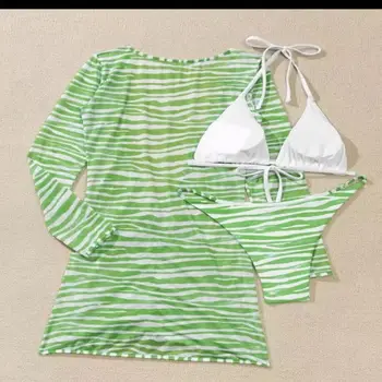 Бикини зеленого цвета, летний пляжный однотонный бразильский комплект бикини с эффектом пуш-ап, микро-купальник, кружевной костюм, одежда для серфинга, вырез в полоску