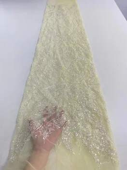 Высококачественная расшитая бисером Французская Тюлевая Африканская кружевная ткань Нигерийская кружевная ткань С вышивкой Сетчатая кружевная ткань Вечернее платье