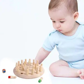 Деревянная спичечная палочка с памятью Шахматы Цветная Игровая доска Пазлы Обучающая игрушка Монтессори Когнитивные способности Обучающие Игрушки для детей
