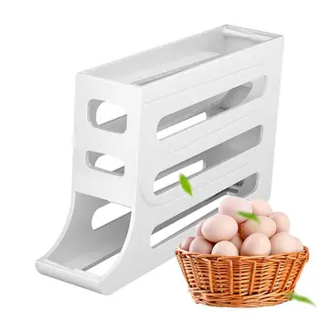 Держатель для яиц для холодильника 4-уровневый лоток для яиц с автоматическим скручиванием Контейнер для хранения продуктов Органайзер для яиц для кухни на 30 яиц