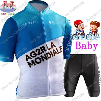 Детская Команда AG2R 2024 Велоспорт Джерси Комплект Франция Мальчики Девочки Велосипедная Одежда Дорожный Велосипед Рубашки Костюм Велосипедные Брюки MTB
