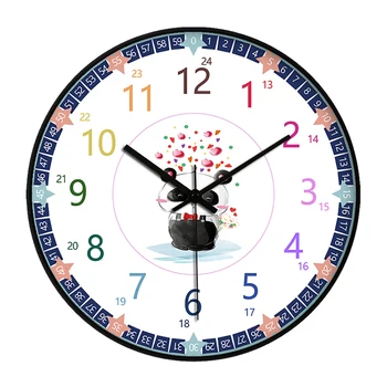 Детские обучающие настенные часы с учителем времени, чтобы узнать время, тихие, не тикающие часы с арабскими цифрами для детской комнаты, легко читаемые
