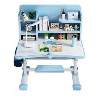 Детский рабочий стол, регулируемый письменный стол для учеников и домашних заданий с книжной полкой, комбинация стола и стула