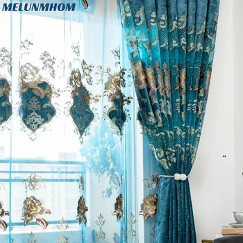 Занавески для спальни Melunmhom из европейского бархата с вышивкой синелью для гостиной, современный тюль, украшающий балдахин на окне.