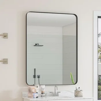Зеркало для гостиной Настенное зеркало 30x40 дюймов, черное прямоугольное зеркало в металлической раме, туалетный столик Mirro для ванной комнаты, бесплатная доставка