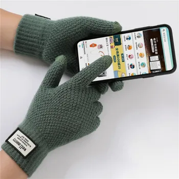 Зимние мужские вязаные перчатки с сенсорным экраном, высококачественные мужские варежки, плотные теплые шерстяные Кашемировые однотонные мужские деловые перчатки, осень
