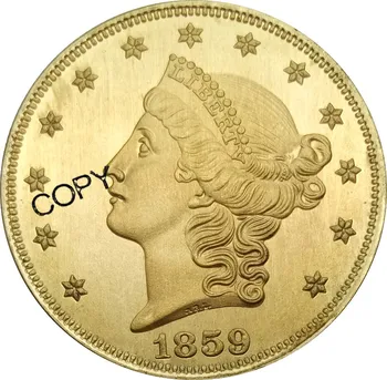 Золотые монеты США в 20 долларов 1859 1859 O 1859 S Голова Свободы Двуглавый орел без девиза ДВАДЦАТЬ монет из латуни D.