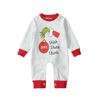 Комбинезон с капюшоном для малышей, Рождественский комбинезон с длинными рукавами и принтом эльфа для новорожденных, милая одежда