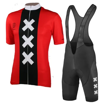 Комплект мужской велосипедной майки в стиле ретро, Красная велосипедная рубашка, комплекты одежды для верховой езды, черные шорты-нагрудники из лайкры