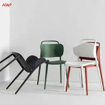 Креативный обеденный стул скандинавского дизайнера, интернет-знаменитость, Домашний стул для макияжа со спинкой, современный и минималистичный пластиковый рабочий стул