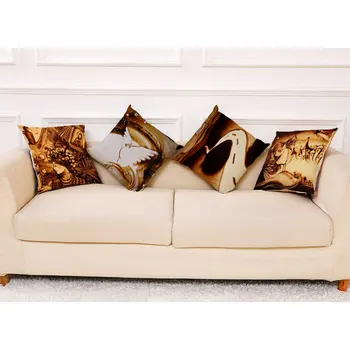 Креативный чехол для подушки с песочной росписью, наволочка с золотым рисунком, винтажная декоративная наволочка для домашнего дивана, офисная наволочка
