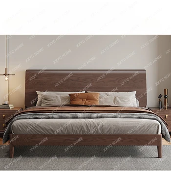 Кровать из массива дерева Ясень в скандинавском стиле Кровать из цельного дерева Современная минималистичная двуспальная кровать
