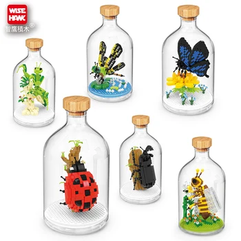 Мини-насекомые Строительные блоки Божья Коровка Бабочка Пчела Богомол Кирпичи Развивающие игрушки с животными для детей