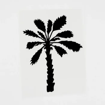 Модная наклейка с растительной пальмой, Виниловая наклейка на автомобиль, черная / Серебристая, с графическим покрытием царапин, 9 см × 11,7 см
