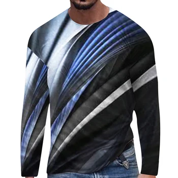 Модные мужские футболки с графическим принтом, блузка с длинным рукавом и круглым вырезом, пуловеры, футболки, топы, футболка, мужская одежда