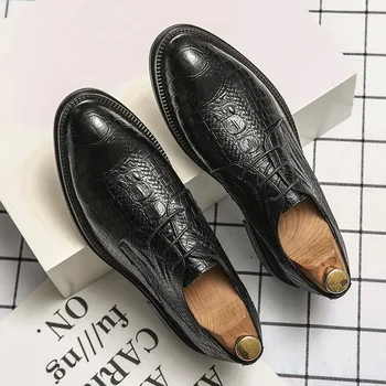 Мужская обувь Весна 2023, Новая мужская деловая Официальная Повседневная кожаная обувь шеф-повара, черная Рабочая обувь для охраны труда, Модная обувь для молодежи