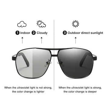 Мужские солнцезащитные очки UV400 Дневные и ночные солнцезащитные очки, меняющие цвет, стильные солнцезащитные очки с усовершенствованной поляризацией, солнцезащитные очки в металлической оправе