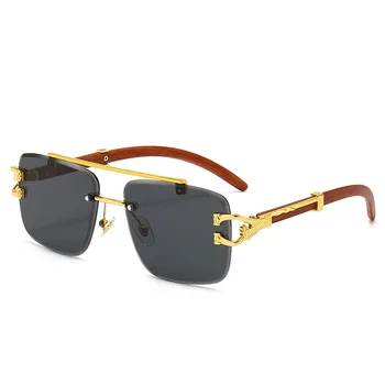 Новые солнцезащитные очки с леопардовым принтом в виде головы дерева для женщин и мужчин, солнцезащитные очки с двойным лучом и разрезанной кромкой, взрывающиеся очки