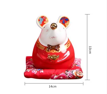 Новый креативный талисман Керамическая Красная Мышь Поделки Китайское украшение Копилка Мэн Подарок