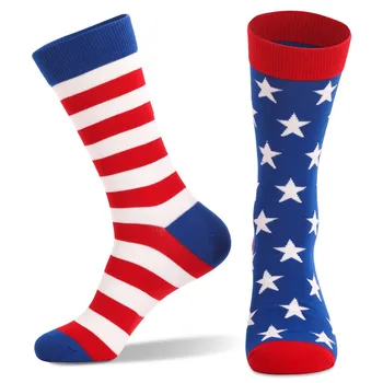 Новый модный тренд пара дышащих удобных спортивных носков для мальчиков с принтом американского флага в звездную полоску