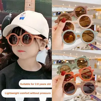 Очки с защитой от ультрафиолета в круглой оправе, милые солнцезащитные очки, модные оттенки для мальчиков и девочек, однотонные солнцезащитные очки для малышей, ретро-очки для детей