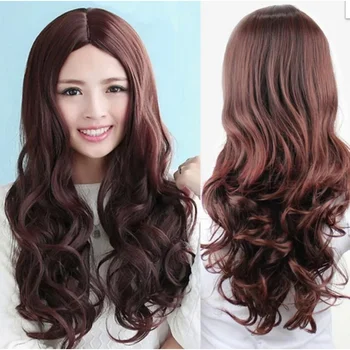ПАРИК LL Lady girl новый парик коричневого цвета с длинными вьющимися волосами для косплея без челки