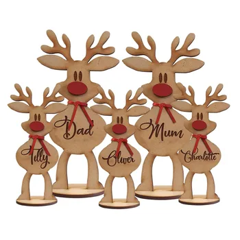 Персонализированное отдельно стоящее рождественское украшение для семьи с оленями, изысканные портативные украшения и настольные аксессуары Rzeżby I Figuu