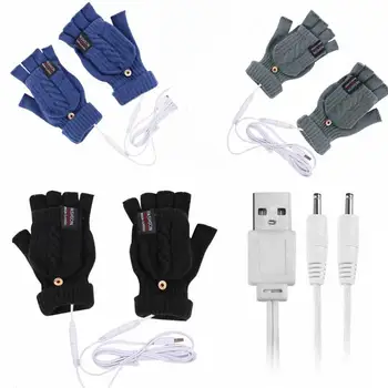 Перчатки без пальцев с подогревом, вязаные рукавицы без пальцев с USB-подогревом на полпальца, Мягкие уютные грелки для рук для катания на лыжах, сноуборде и