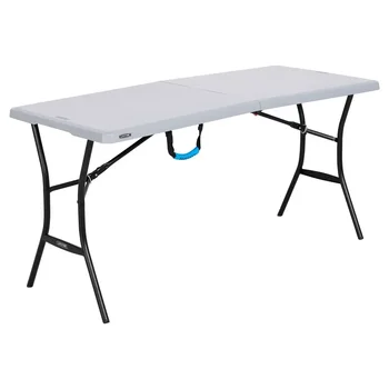 Раскладывающийся пополам 5-футовый стол, Складной стол для кемпинга, Садовая мебель, Письменный стол на открытом воздухе, серый